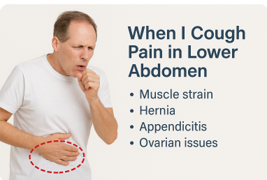 when i cough pain in lower abdomen​