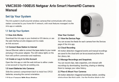 vmc3030-100eus netgear arlo smart homehd camera manual