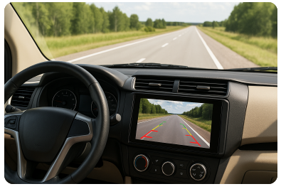 car8000 jensen keep back up camera on while driving rv