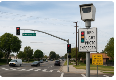 rowland st s barranca ave red light camera