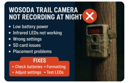 wosoda trail camera not recording at night